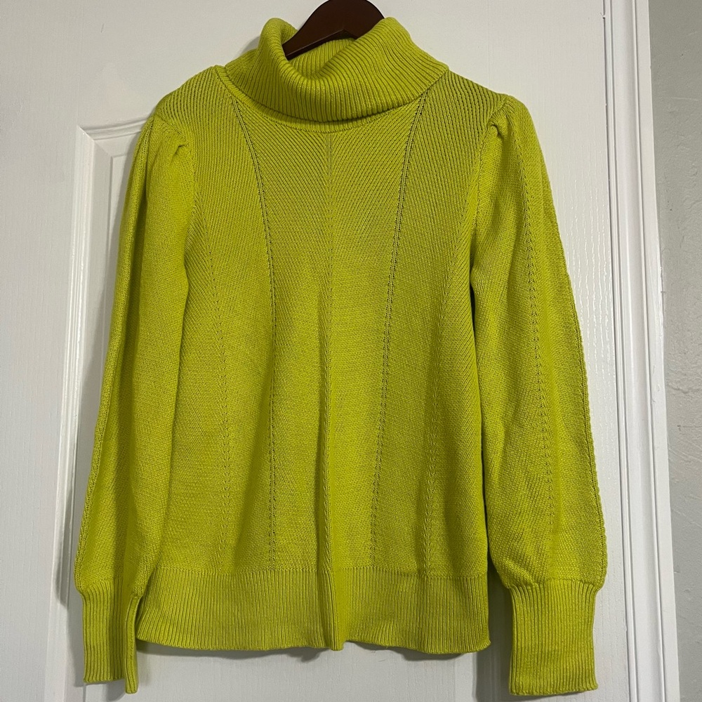 (NWT) LOFT Vibrant Lime Cowl Neck Sweater